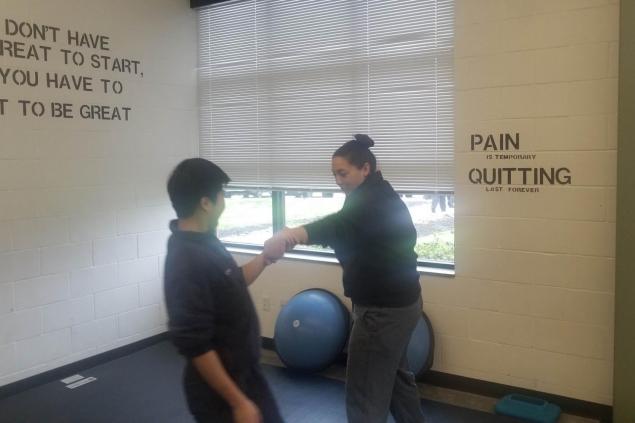 Employees training in self-defense